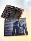 Two printed magazine or booklets titled "Atelier Quarterly Vol. 1" and "Atelier Quarterly Vol.