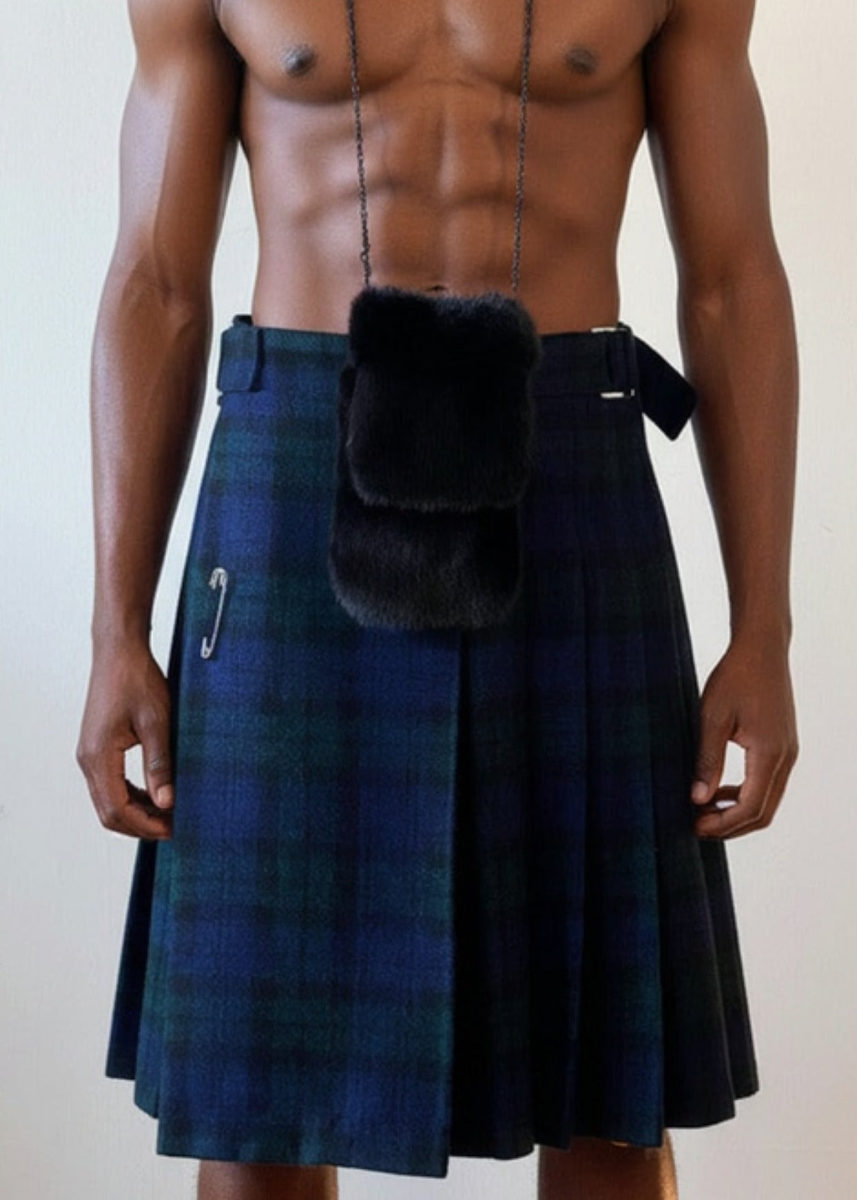 Stacy Stewart Smith Men's Harris Tweed© Blackwatch & Kente Reality Kilt