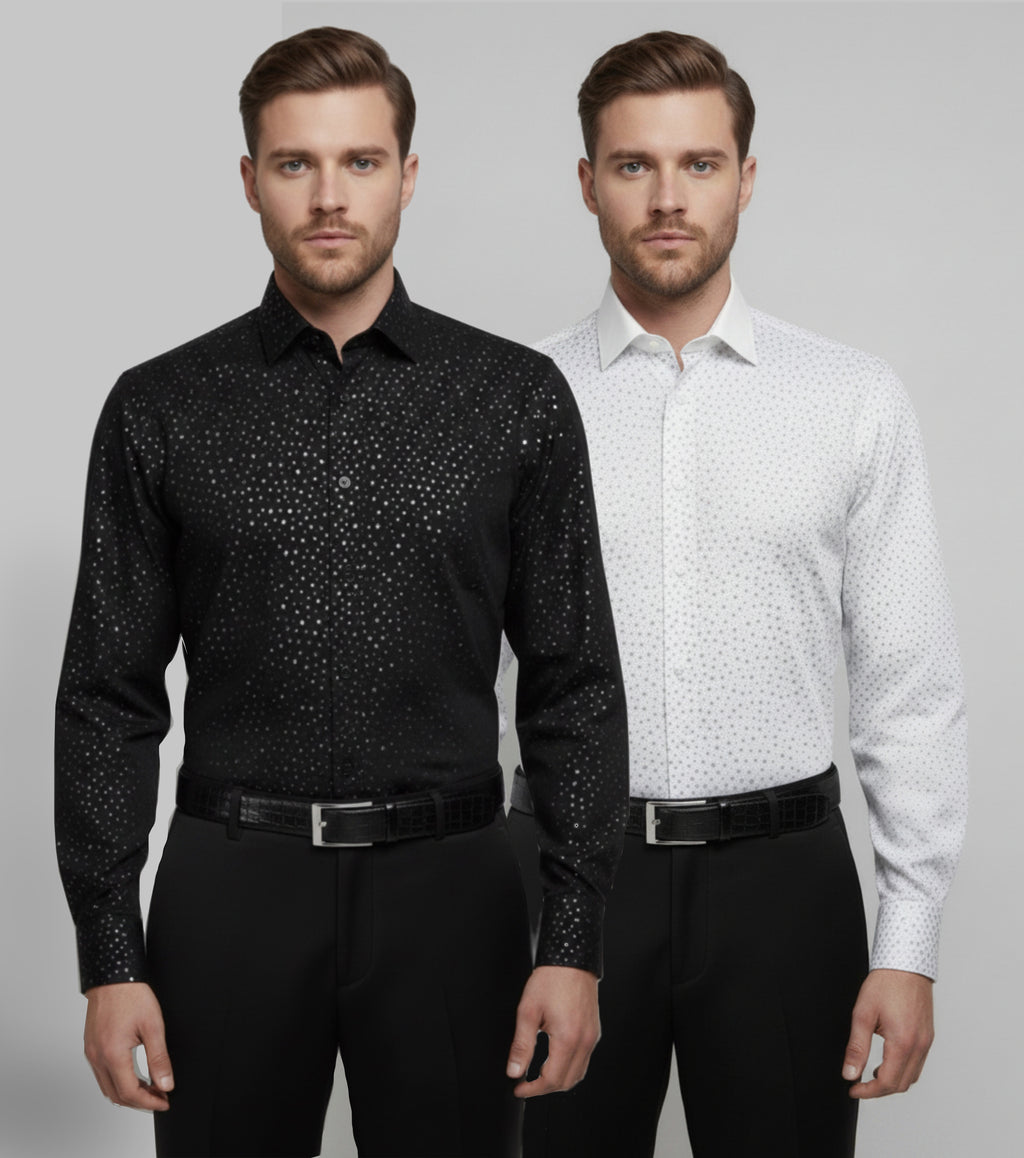 Stacy Stewart Smith Men's Silver Angels Hand-Painted Cotton Percale Dress Shirt — Wholesale 6-Pack