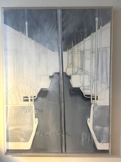 Sanctuary For Peace, 2004 Mixed Media Painting by Stacy Stewart Smith front view. showing Plexiglas scratchiti cover.