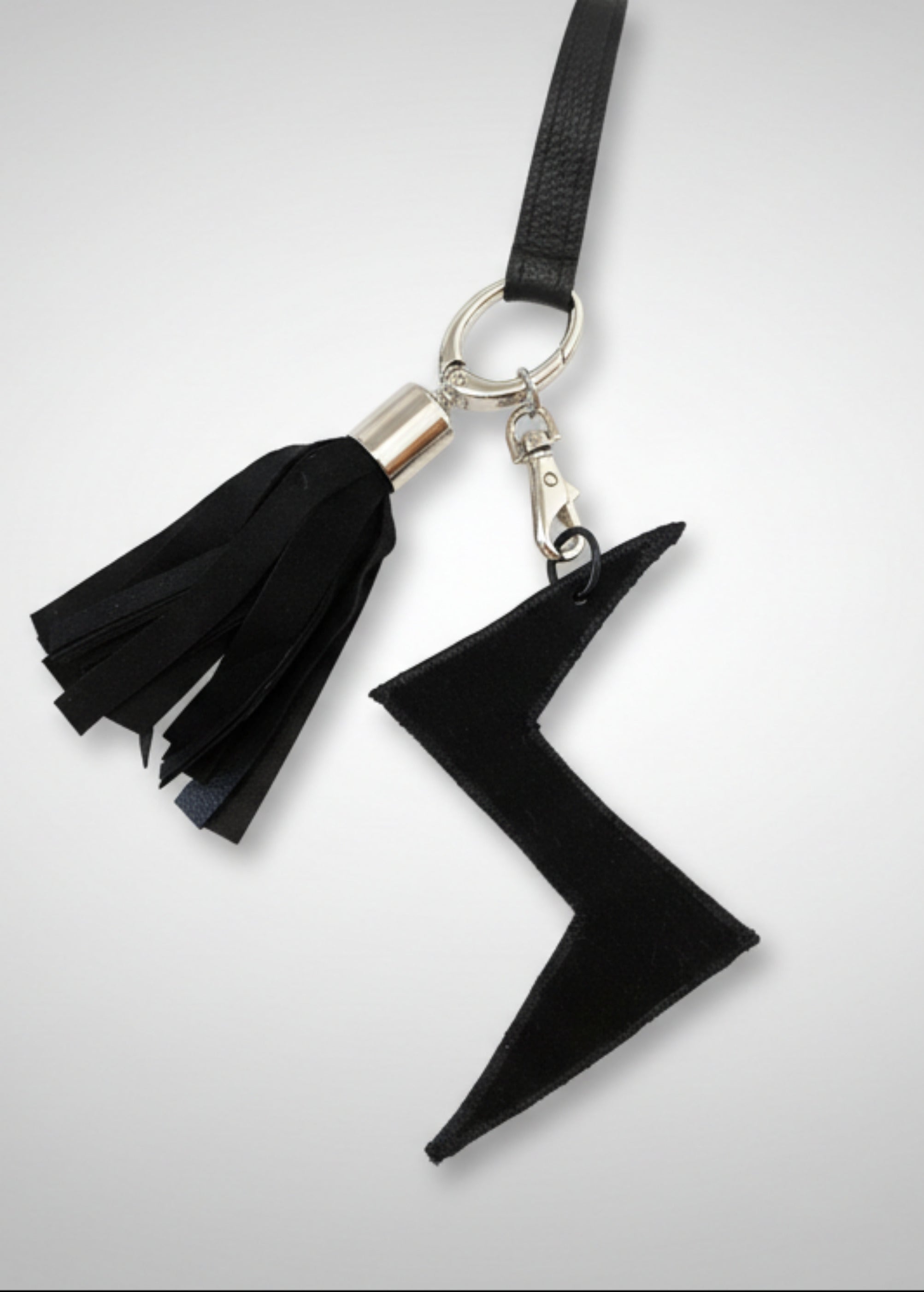 Stacy Stewart Smith Hair-On Calf Powder Satchel Bag key ring and charm view.
