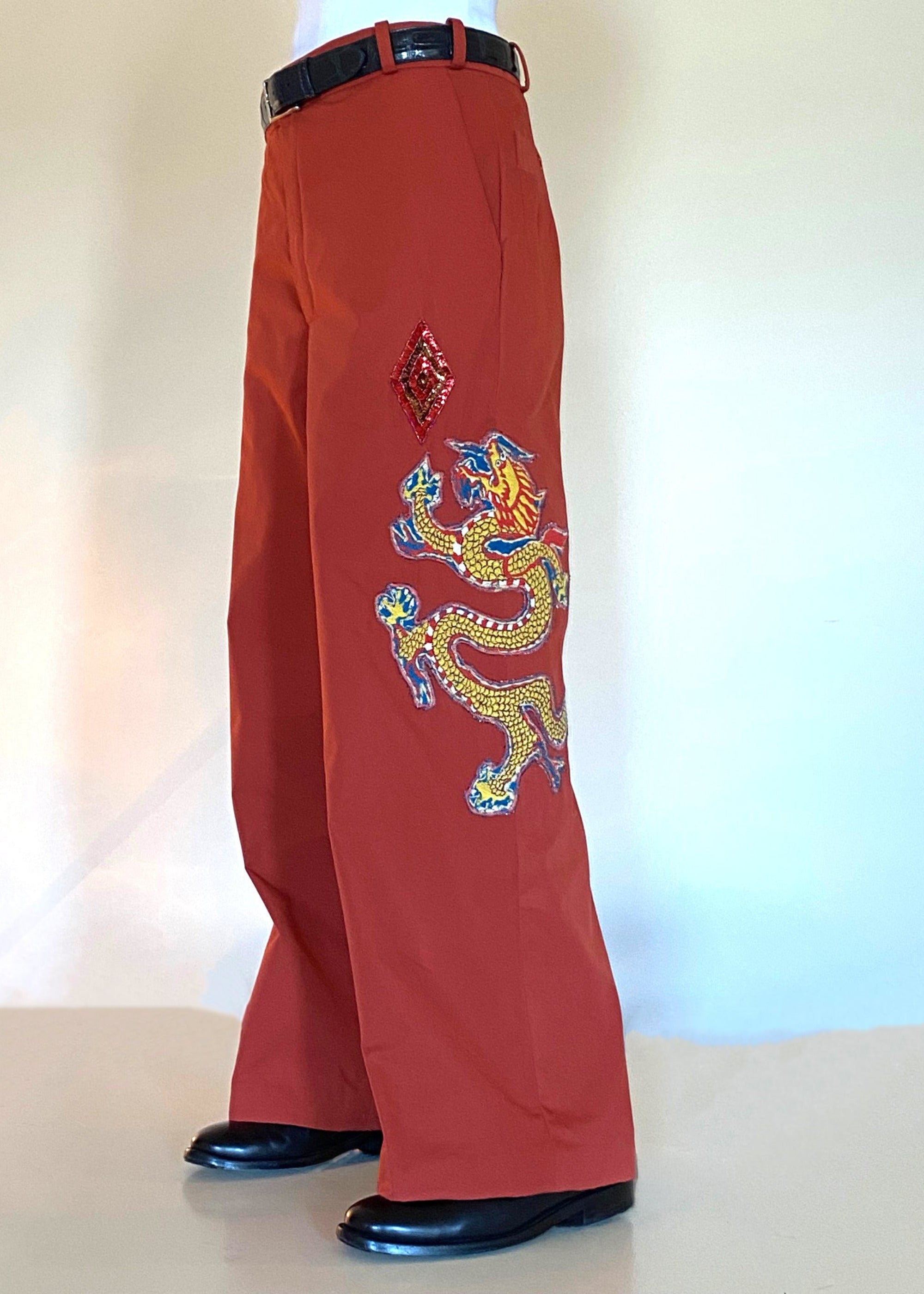 Dragon & Rhombus Flat Front Cotton Twill Windsor Pants | Stacy