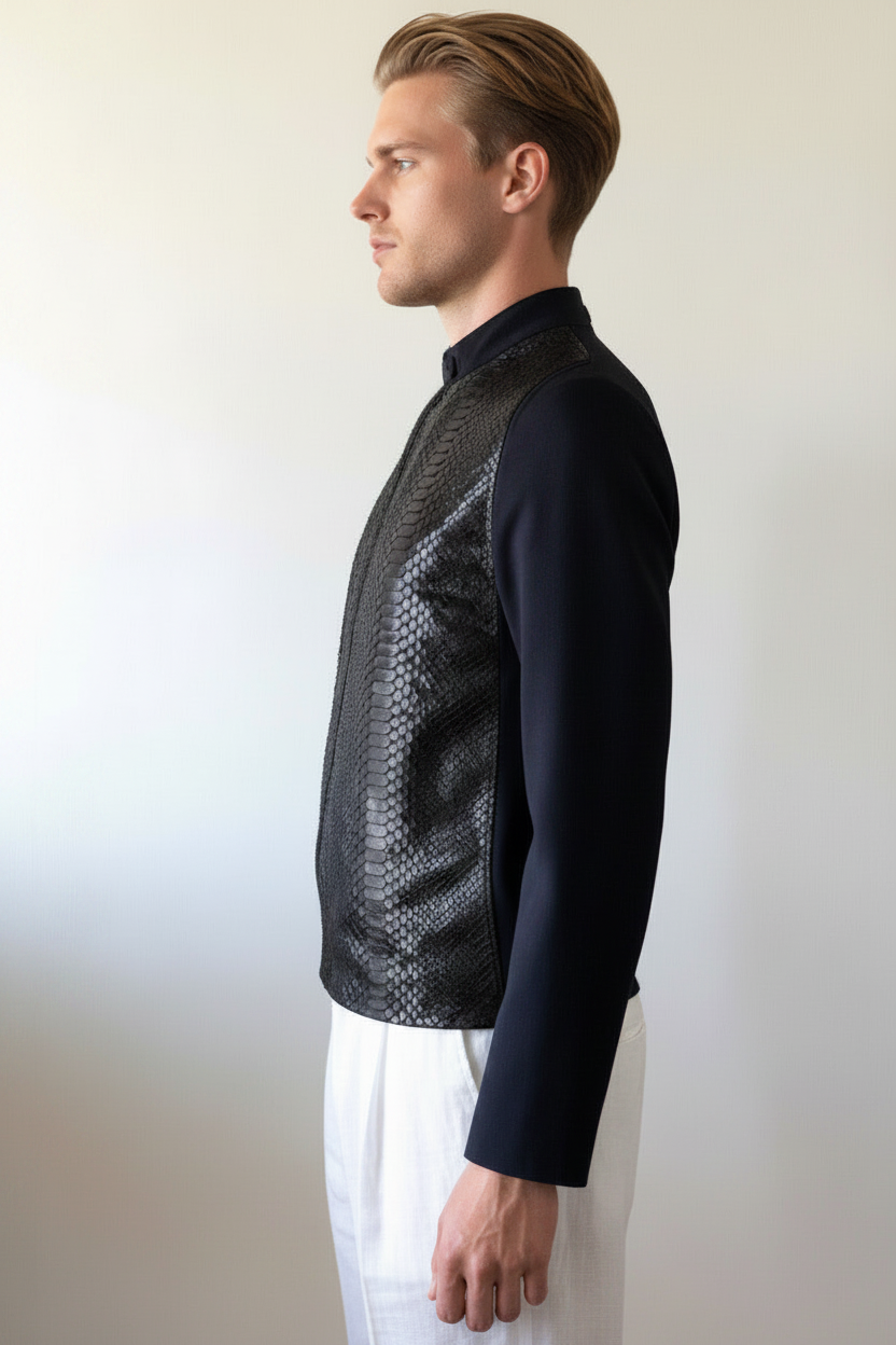 Stacy Stewart Smith Men's Python & Denim Bellhop Jacket
