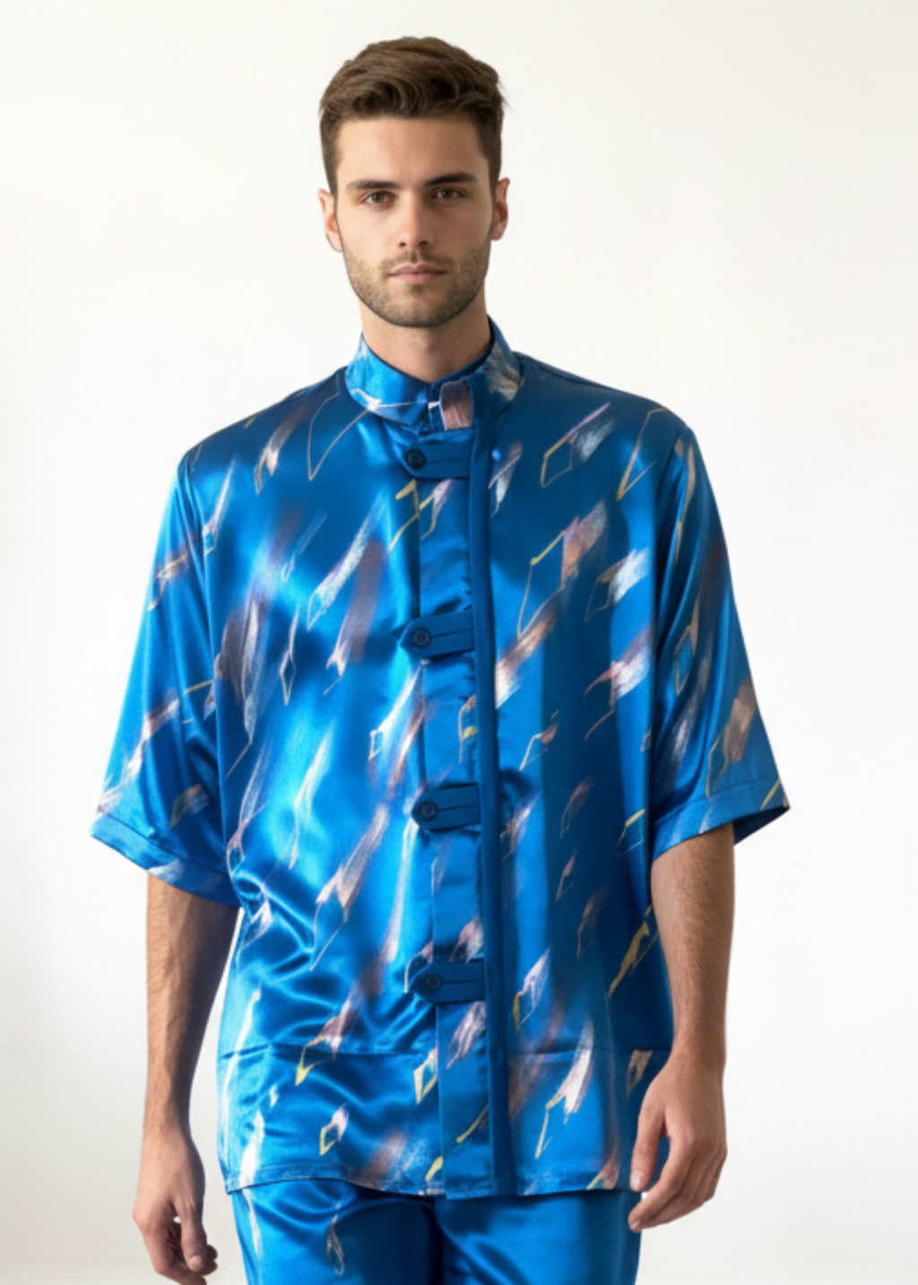 Stacy Stewart Smith Men's Rhombus Shower Poolside Shirt-Jacket