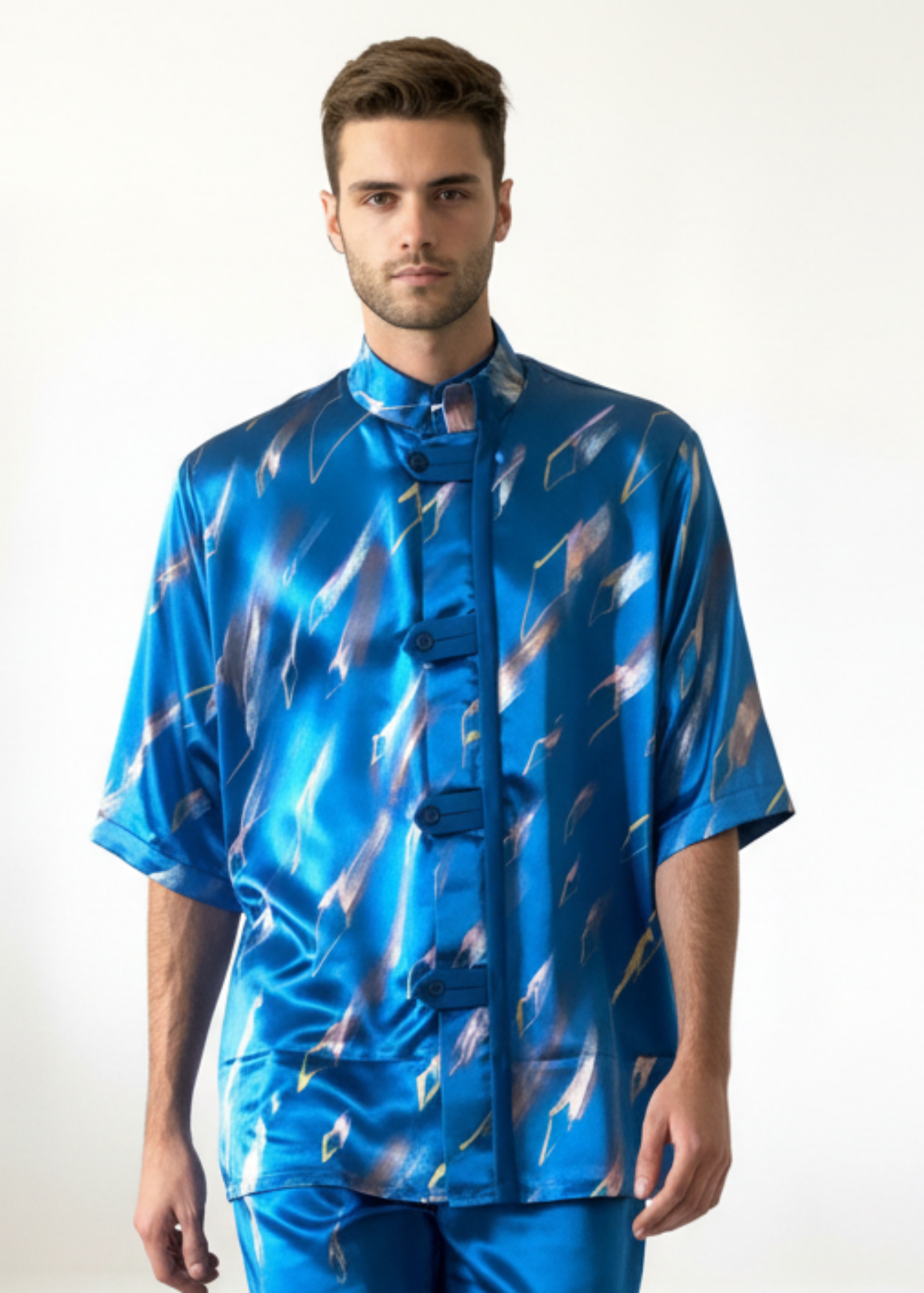 Stacy Stewart Smith Men's Rhombus Shower Poolside Shirt-Jacket