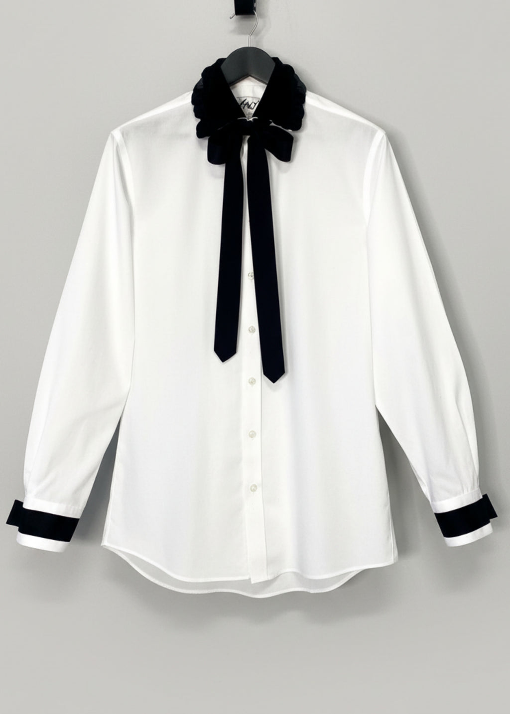 Stacy Stewart Smith Men's Leviathan Scales Western Tuxedo Shirt on hanger 6'3" front view.