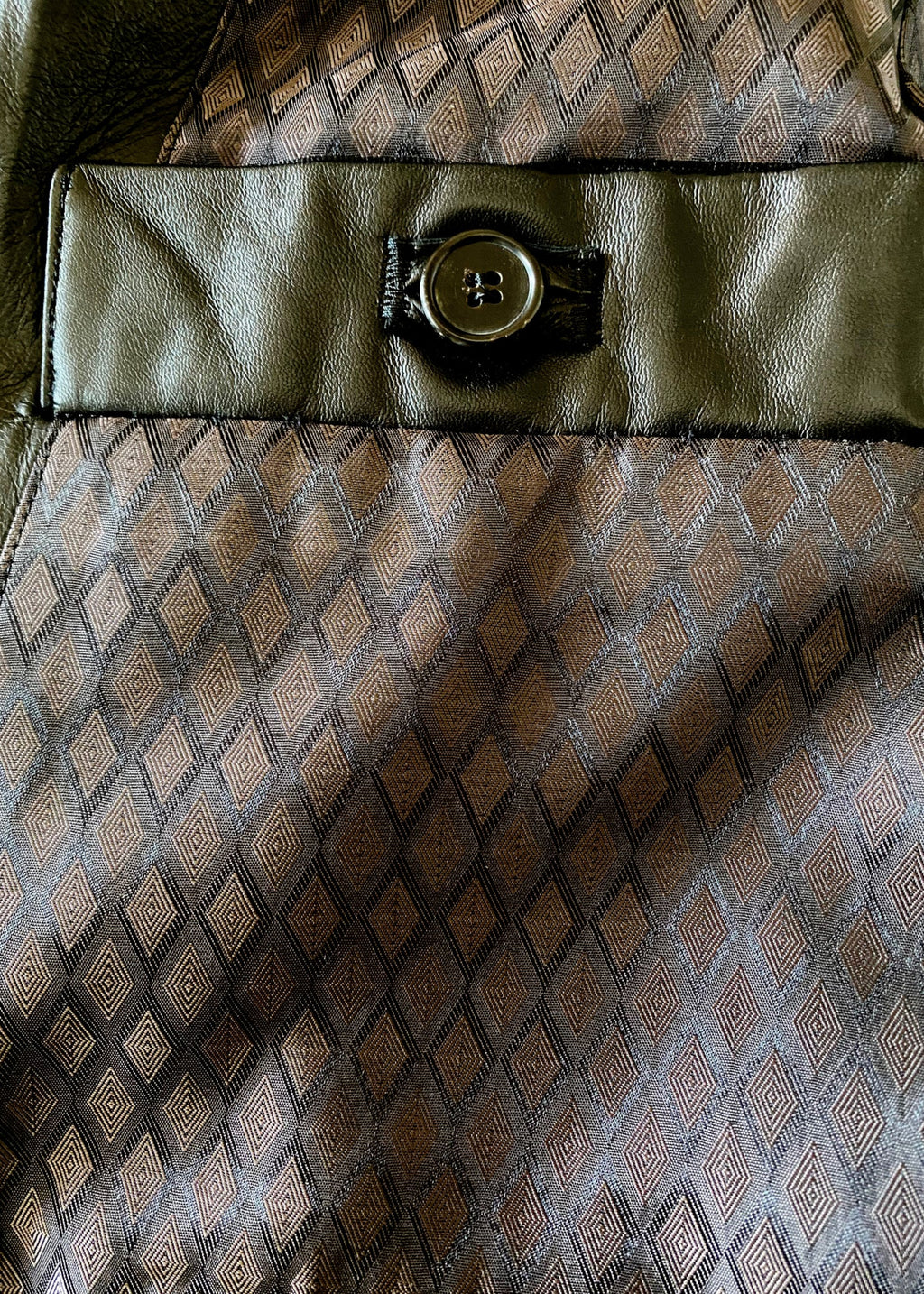 Stacy Stewart Smith Men's Flange-Back Leather Moto Jacket flat zoomed lining pocket view.