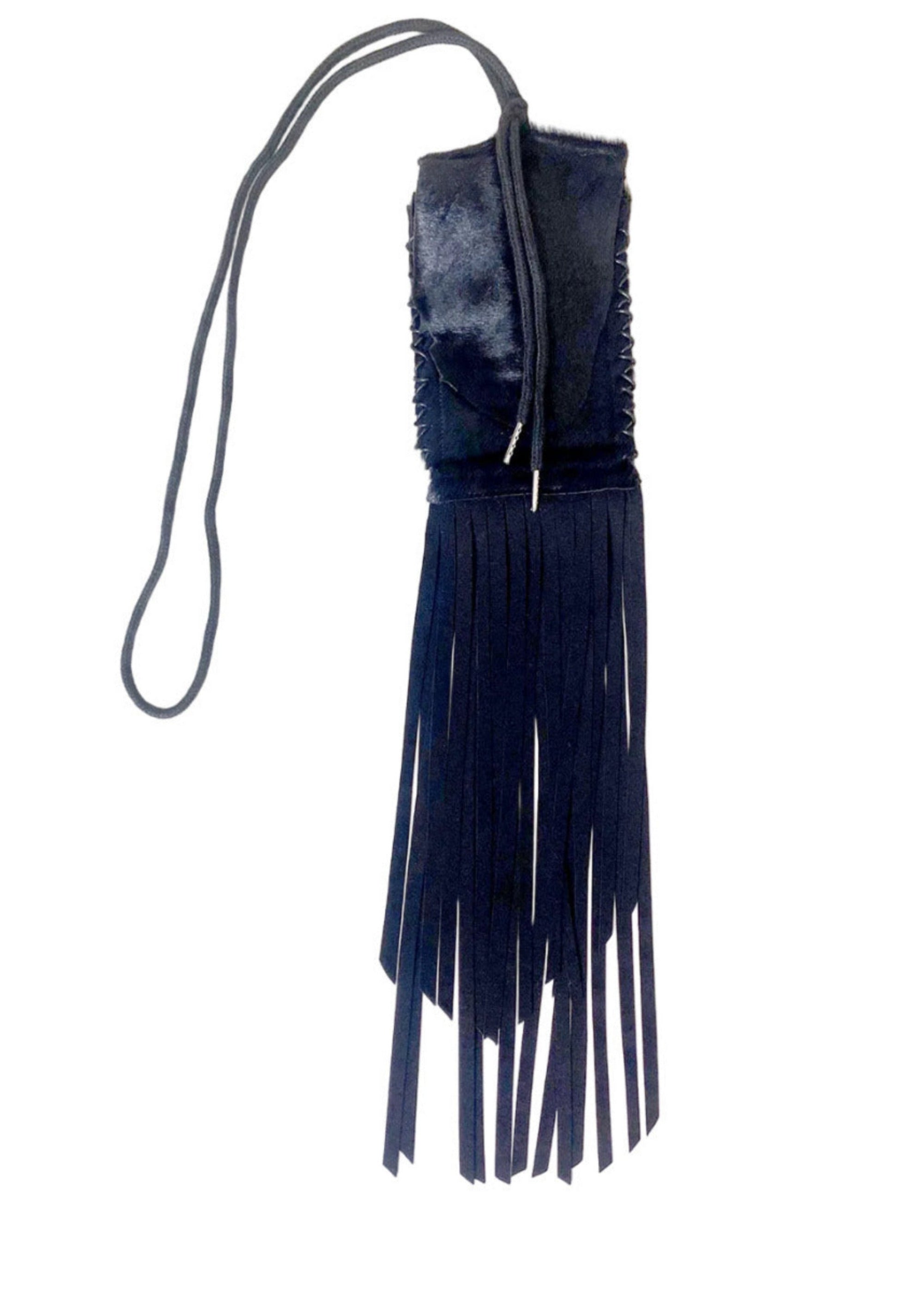 Stacy Stewart Smith Hair-On Calf Fringed Hope Wallet front view with white background.