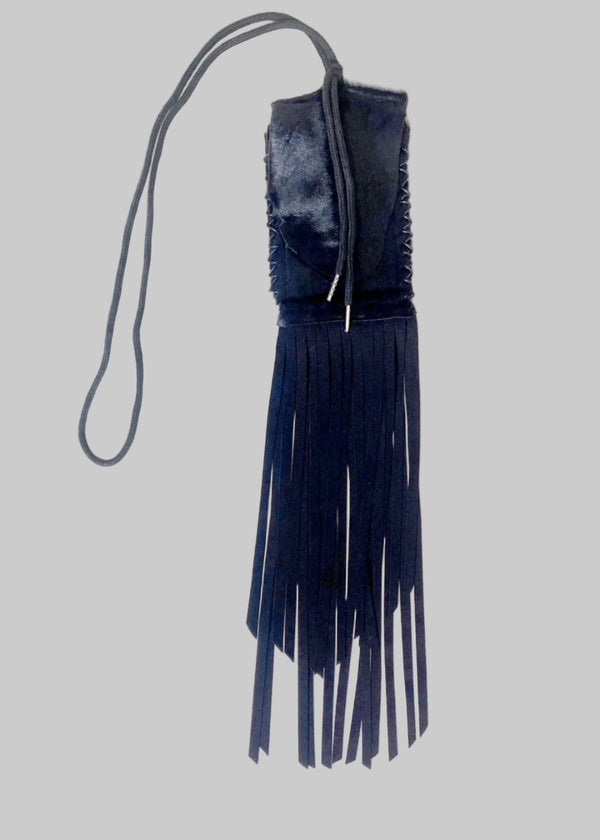 Stacy Stewart Smith Hair-On Calf Fringed Hope Wallet front view with white background.