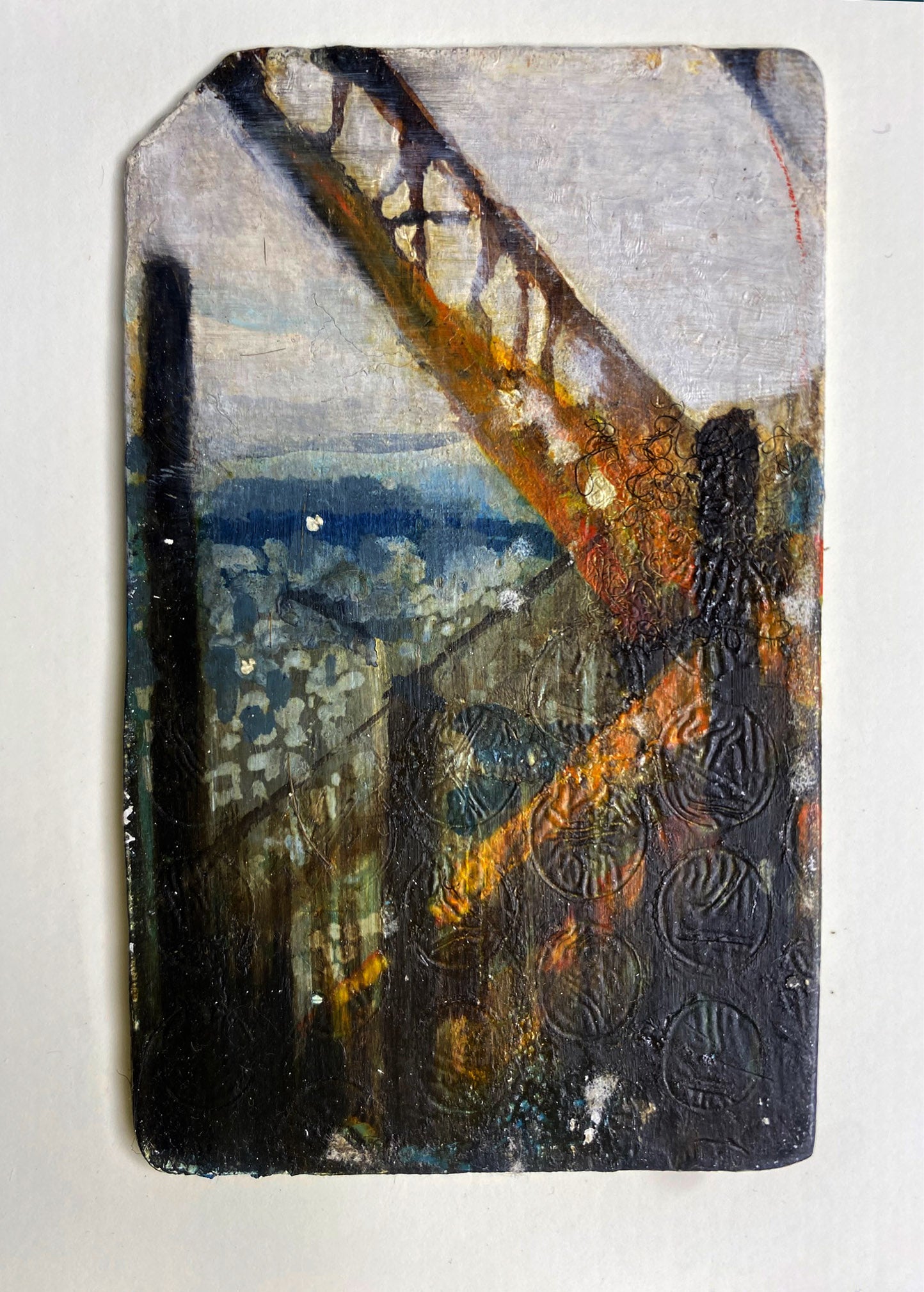 Study for Faith, 2006 Oil on NYC Metrocard by Stacy Stewart Smith