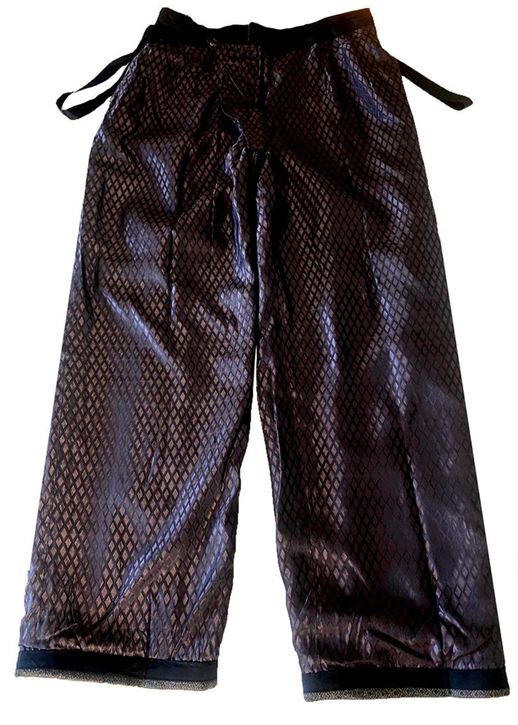 Stacy Stewart Smith Men's Highland Gentry Diamond Tweed Suit flat lining front view pants only on a white surface.