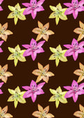 Stacy Stewart Smith's digital floral pattern created in Adobe Photoshop. Pattern of pink, yellow, and orange flowers on a brown background