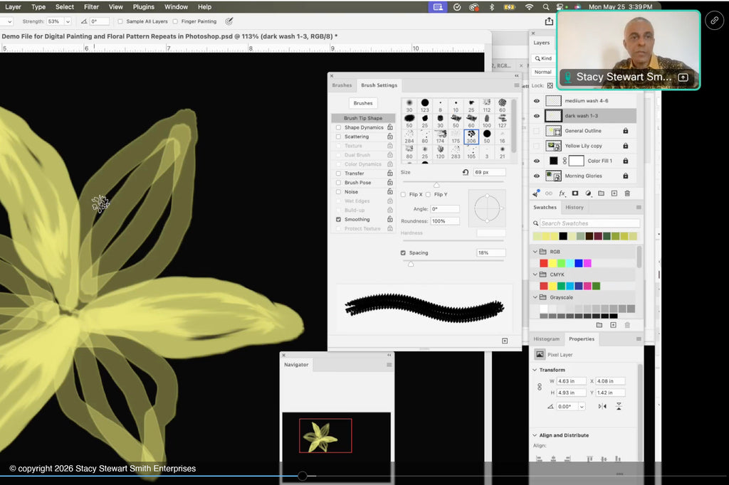 Atelier Académics with Stacy Stewart Smith — Couture CAD: Digital Painting & Floral Pattern Repeats in Photoshop