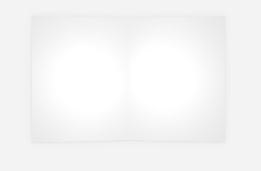 A blank, open view of the inside of white note cards, centered on a light gray background.