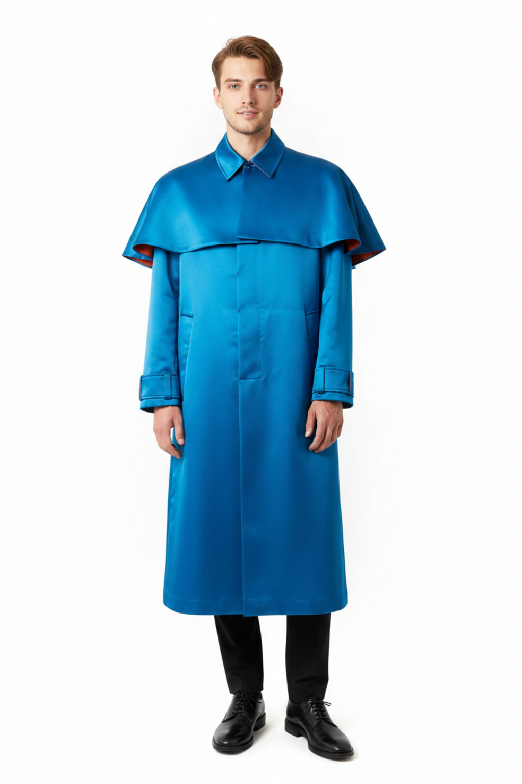 Baron Coat — Teal, Blonde Model