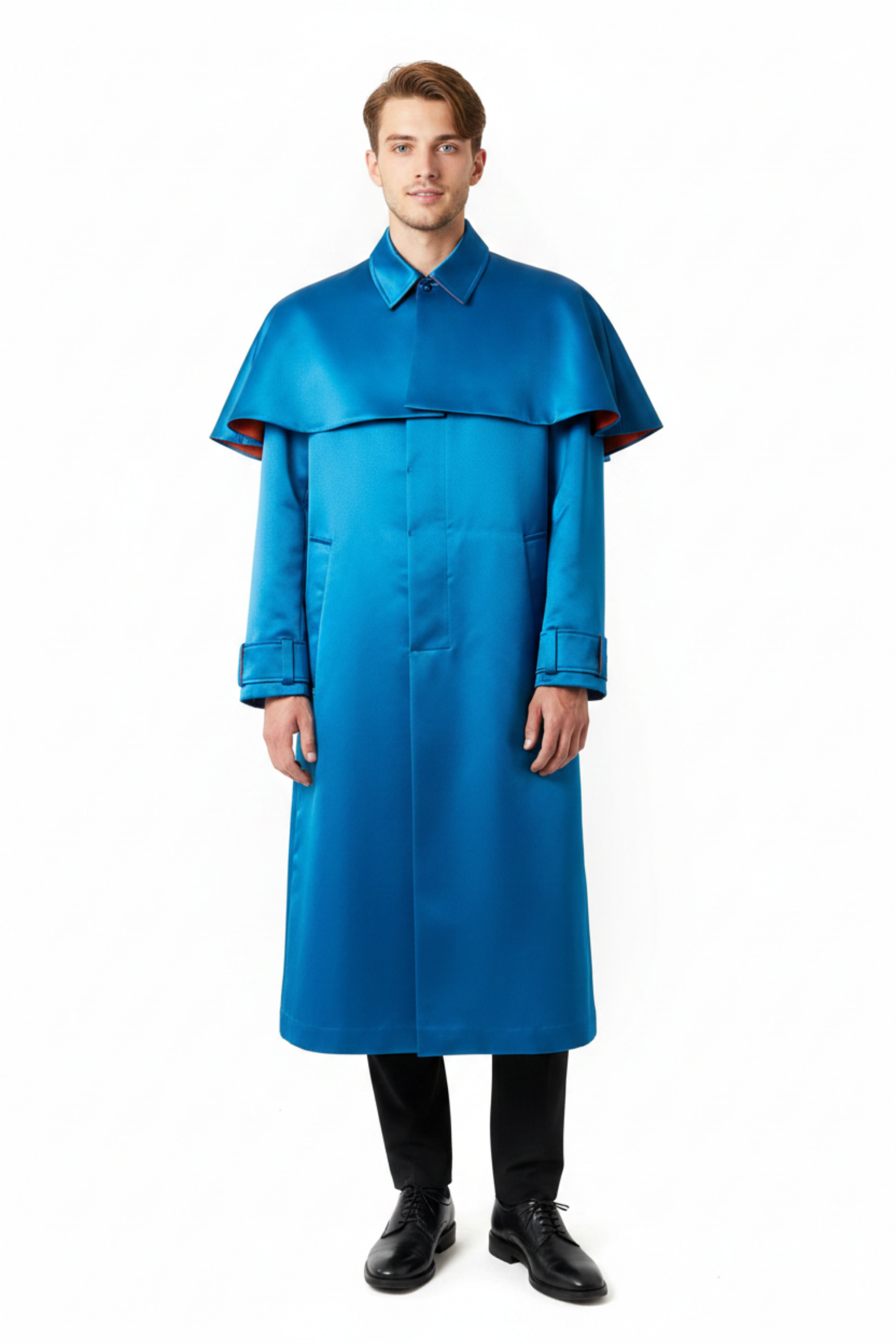 Baron Coat — Teal, Blonde Model