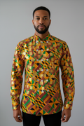 Noble Kente Shirt — Model Front Enhanced