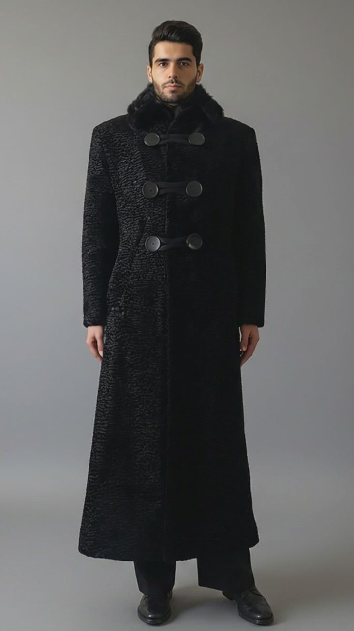 Stacy Stewart Smith Men's Grand Soir Montmartre Persian Lamb Coat with Detachable Shearling Collar