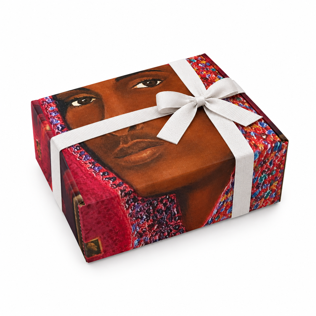 The Anointing gift box with white grosgrain ribbon